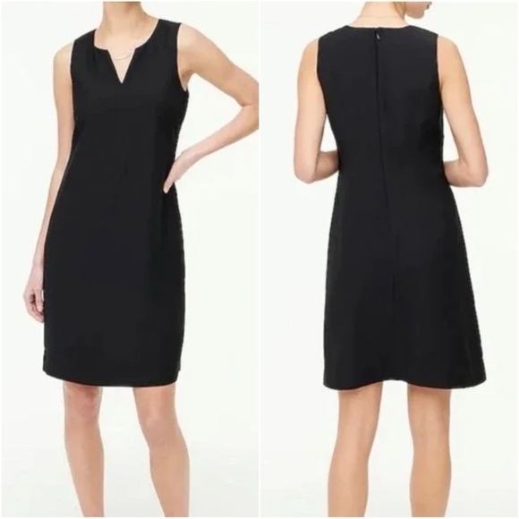 J. Crew Factory Dress Split-neck Suiting Above The Knee Black 10 NWT New - Picture 1 of 11